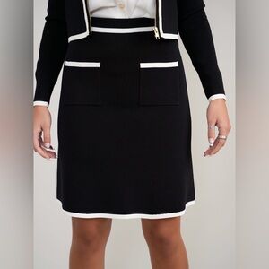 NWT Size S Aleeza Paris A Line Classic Black Knit Skirt with 27 in